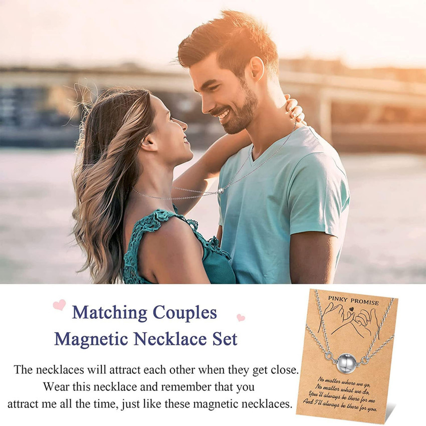 Magnetic couple necklace ball deals