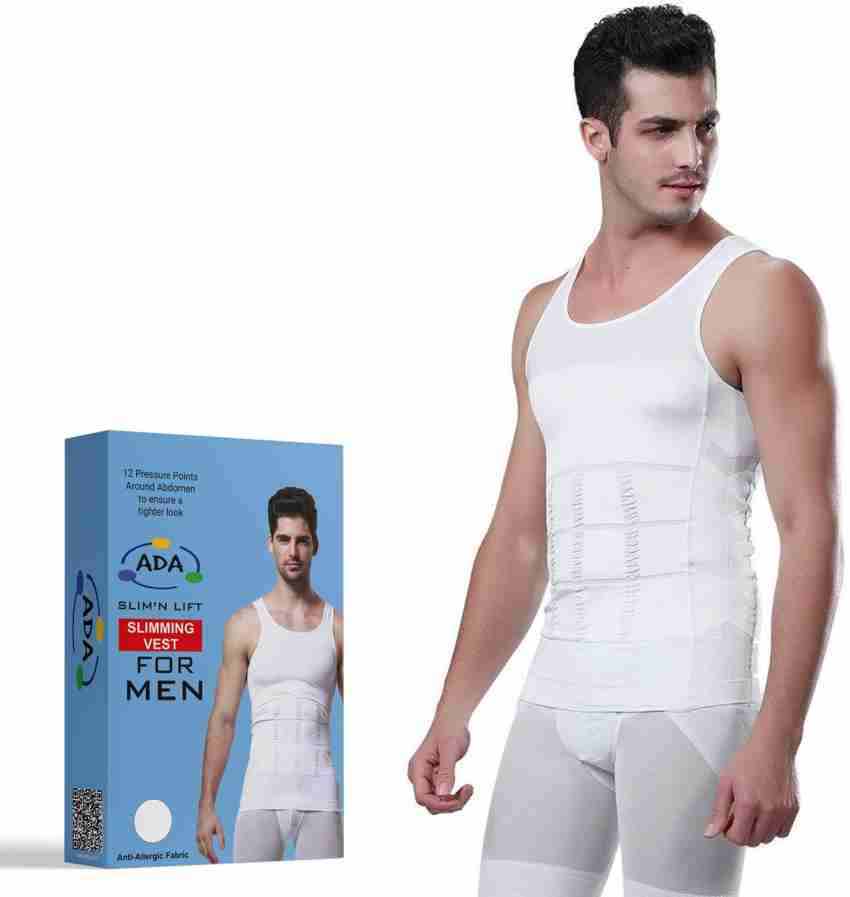Buy FITOLYM Men's Cotton White Slim N Lift Slimming Shirt Body