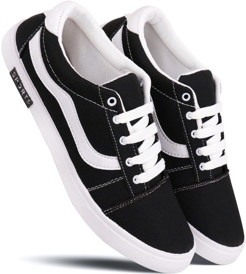 Black leather discount canvas shoes