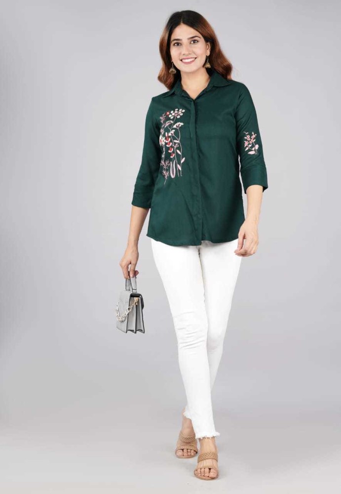 Embroidered Logo T-Shirt: Women's Designer Tops