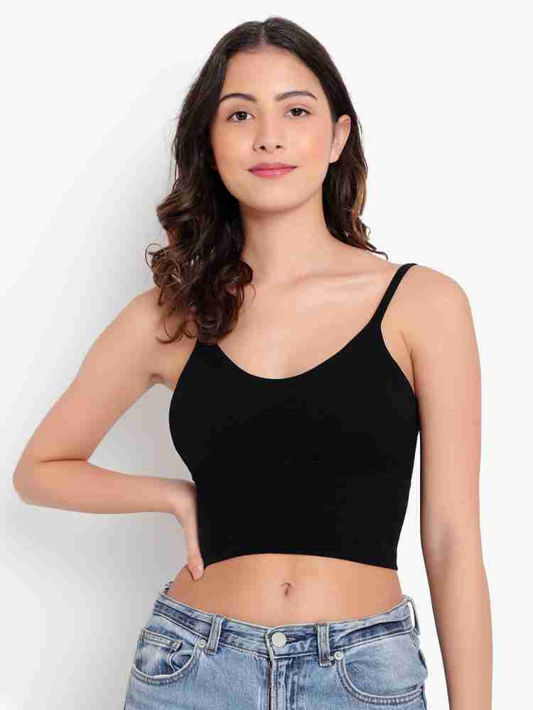 Buy RIBBED SPAGHETTI BLACK BRA for Women Online in India