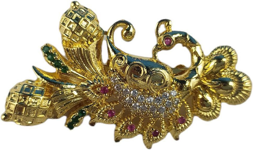 ANYTYPESHOP Real gold plated American diamond AD brooch and