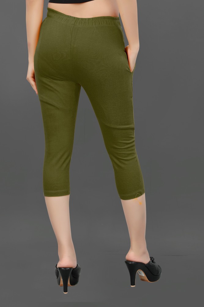 Buy Nins Moda Solid Ankle Length Capri Pants Olive Green for Girls  45Years Online in India Shop at FirstCrycom  13407680