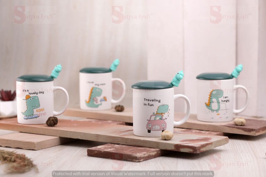 Satyam Kraft 1 pcs Animal Printed Design Cups With Lid and Spoon Gifts for  Women, Men Ceramic Coffee Mug Price in India - Buy Satyam Kraft 1 pcs  Animal Printed Design Cups