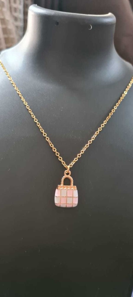 Mythical Arts Cute baby pink bag charm chain necklace Gold-plated, Enamel  Plated Metal Chain Set Price in India - Buy Mythical Arts Cute baby pink bag  charm chain necklace Gold-plated, Enamel Plated