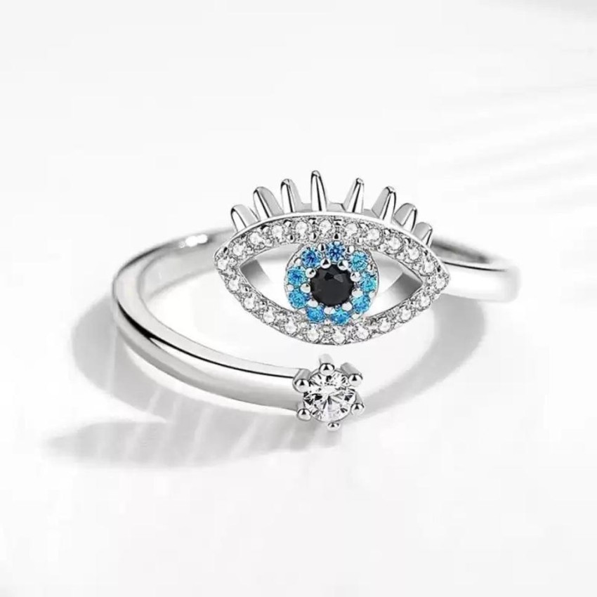 Silver Authentic Blue Evil Eye Ring – OSIAA.IN
