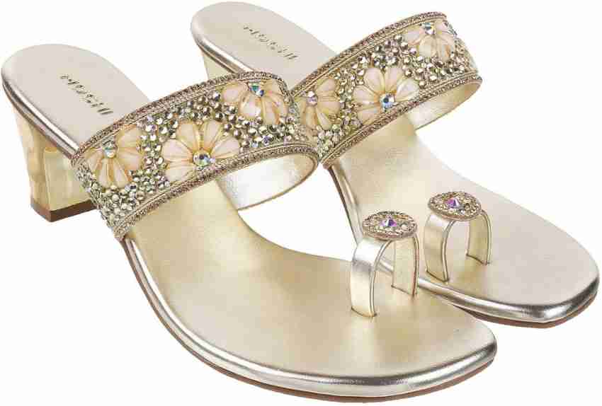 MOCHI Women Gold Heels - Buy MOCHI Women Gold Heels Online at Best Price -  Shop Online for Footwears in India