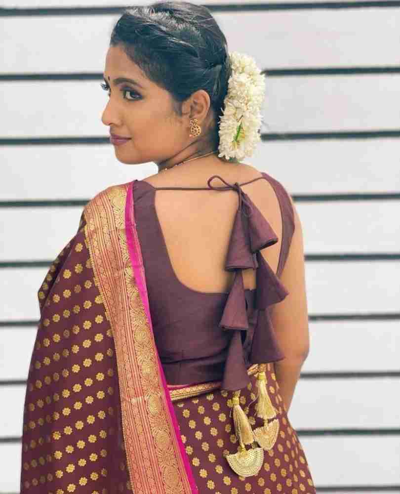 Buy Shopaz Woven Kanjivaram Pure Silk, Art Silk Brown Sarees Online @ Best  Price In India