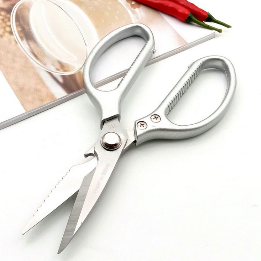 Heavy-Duty 9.5 in. Grey Multi-Purpose Stainless Steel Kitchen Scissors  Poultry Shears