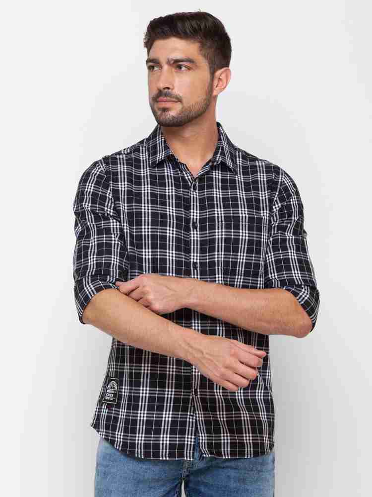 Spykar Men Checkered Casual Black Shirt - Buy Spykar Men Checkered