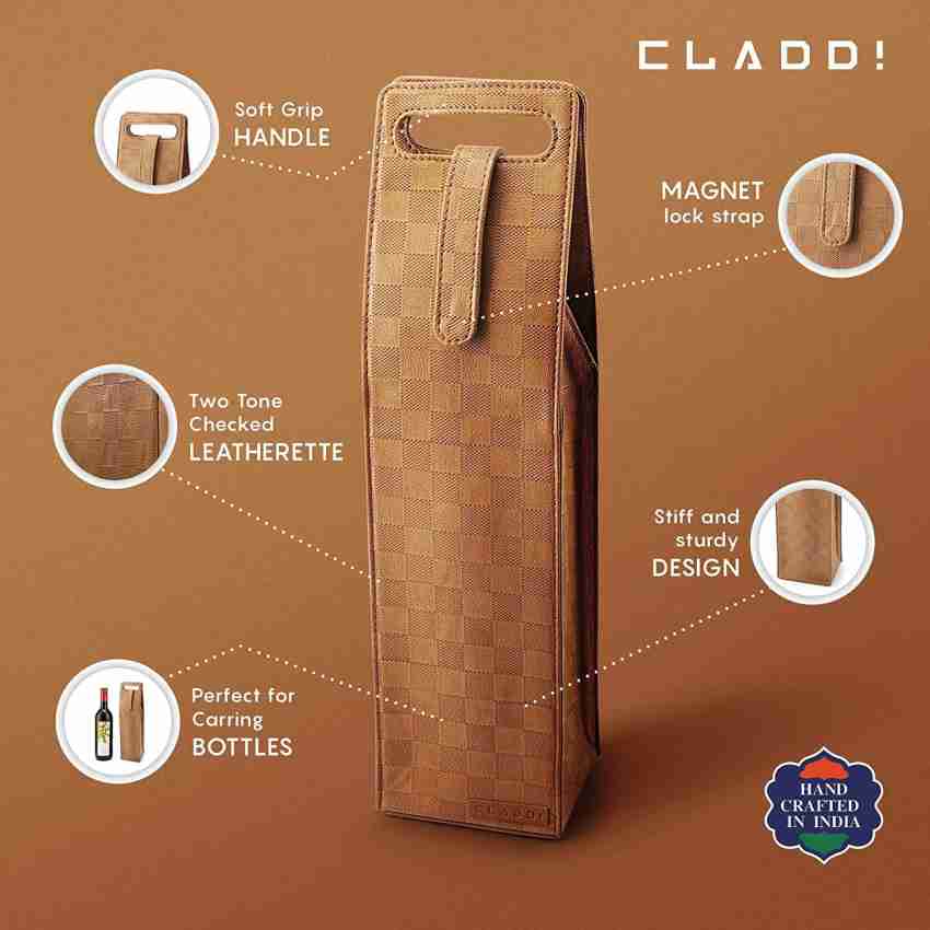 CLADDANDCRAFT Leather Double Tone Checks Pattern Water Bottle Holder with  Square Basket Combo - Buy Baby Care Products in India