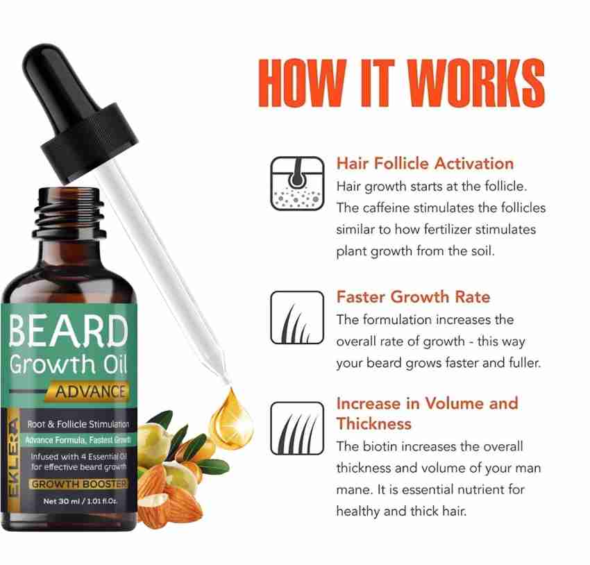 EKLERA Advanced Beard Growth Oil For Men Natural Hair Oil For