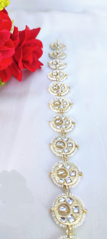 Manath Traditional Floral Kundan Pearl Sheeshphool Mathapatti for