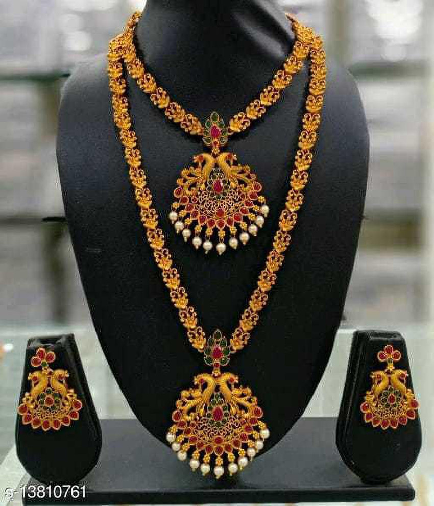 Laforword Brass Gold plated Gold Jewellery Set Price in India