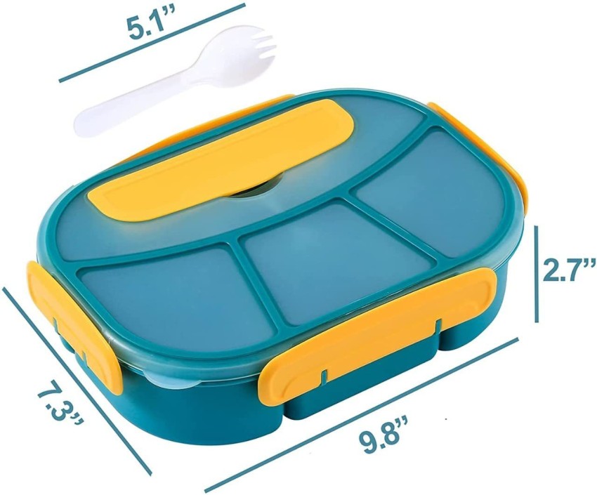 NL Traders Lunch Box for Kids – 4 Section Square Lunch Box  (1300 ML,Multicolor) 4 Containers Lunch Box 