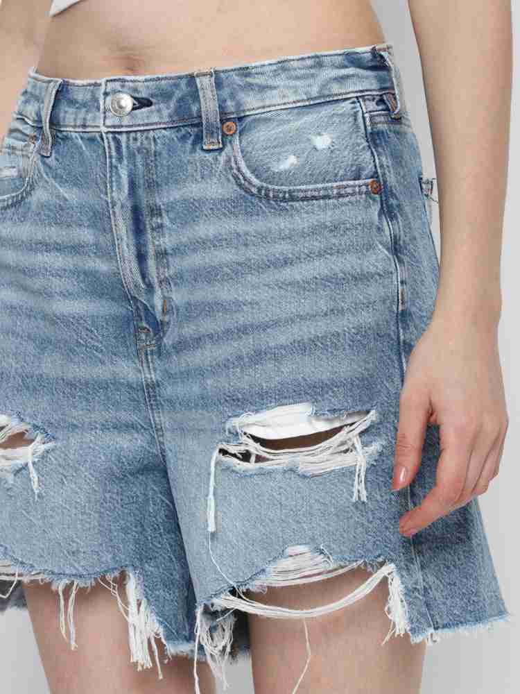 American Eagle Outfitters Solid Women Blue Denim Shorts - Buy American Eagle  Outfitters Solid Women Blue Denim Shorts Online at Best Prices in India