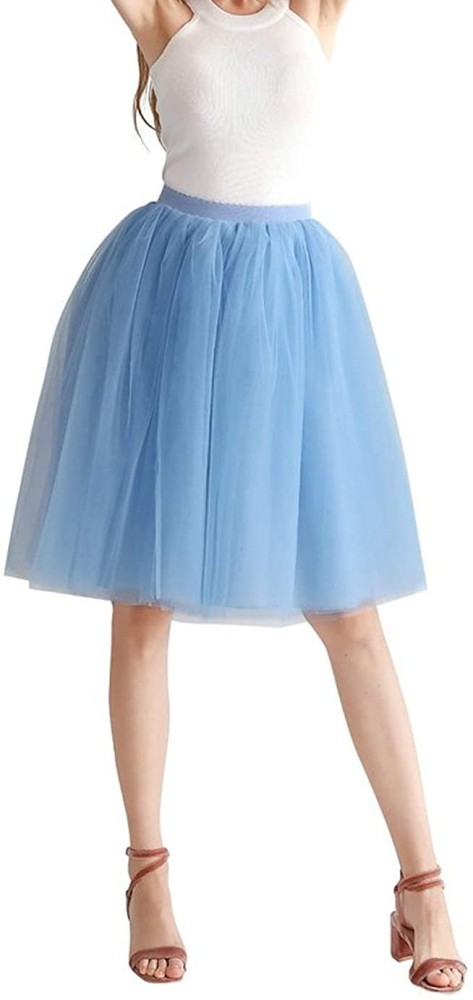 Janak Solid Women A-line Light Blue Skirt - Buy Janak Solid Women