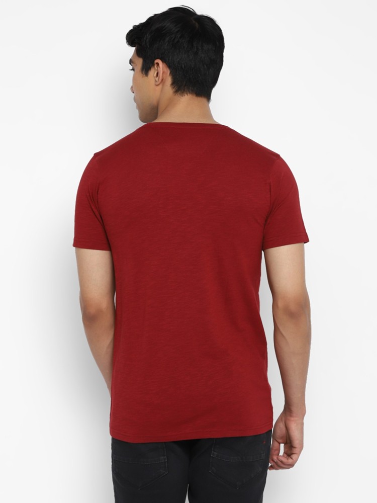 Buy Red Chief Dark Brown Henley Neck Regular Fit T-Shirt for Men at