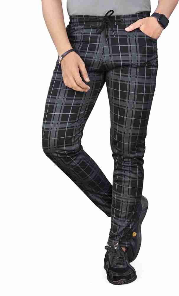 Alvino Checkered Men Black Track Pants Buy Alvino Checkered Men