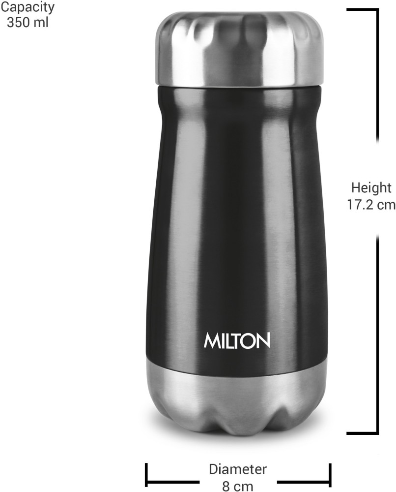 Milton Eminent 400 Thermosteel Water Bottle, 369 ml, Black