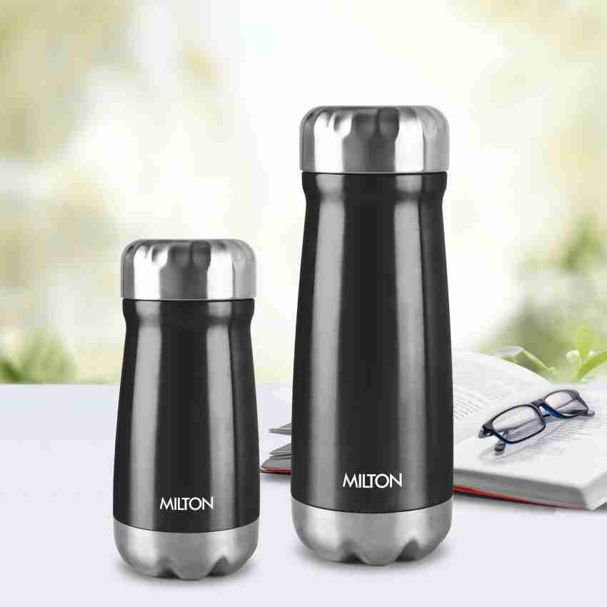 Milton Eminent 400 Thermosteel Water Bottle, 369 ml, Black