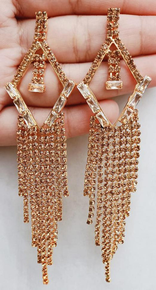 American Diamond Gold Plated Studded Earring - Latest Design Earrings –  Niscka