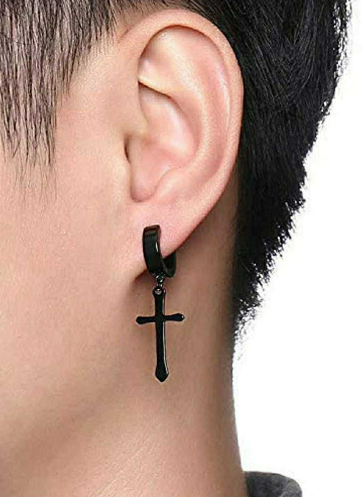 Flipkart Buy PATHAYAM Pressing type black color non hole cross earring one pair Metal Clip on Earring Online at Best Prices in India