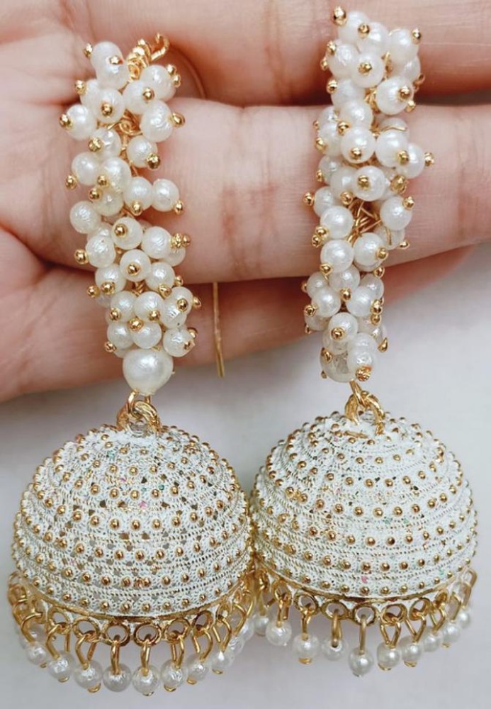 Buy Party Wear Online Shopping Pink Embellished Gold Plated Jhumka Earrings  Online