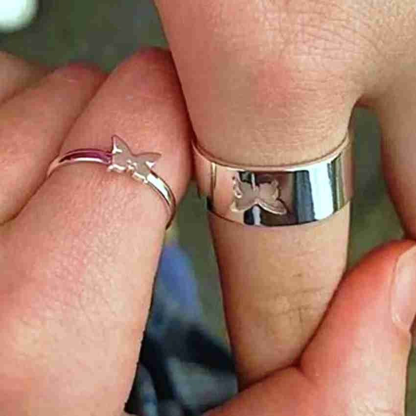 MEENAZ butterfly Couple Rings combo for lovers girlfriend