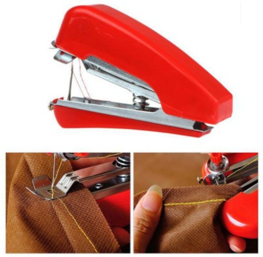 Buy IBS Portable Mini Manual Stapler Style Hand Sewing Machine, Craft  Clothes, Stitch Handheld Cordless, Travel Use Convenience Cordless (Multi  Color 1 Set) Material 10% Metal, 90% Plastic. Online at Best Prices