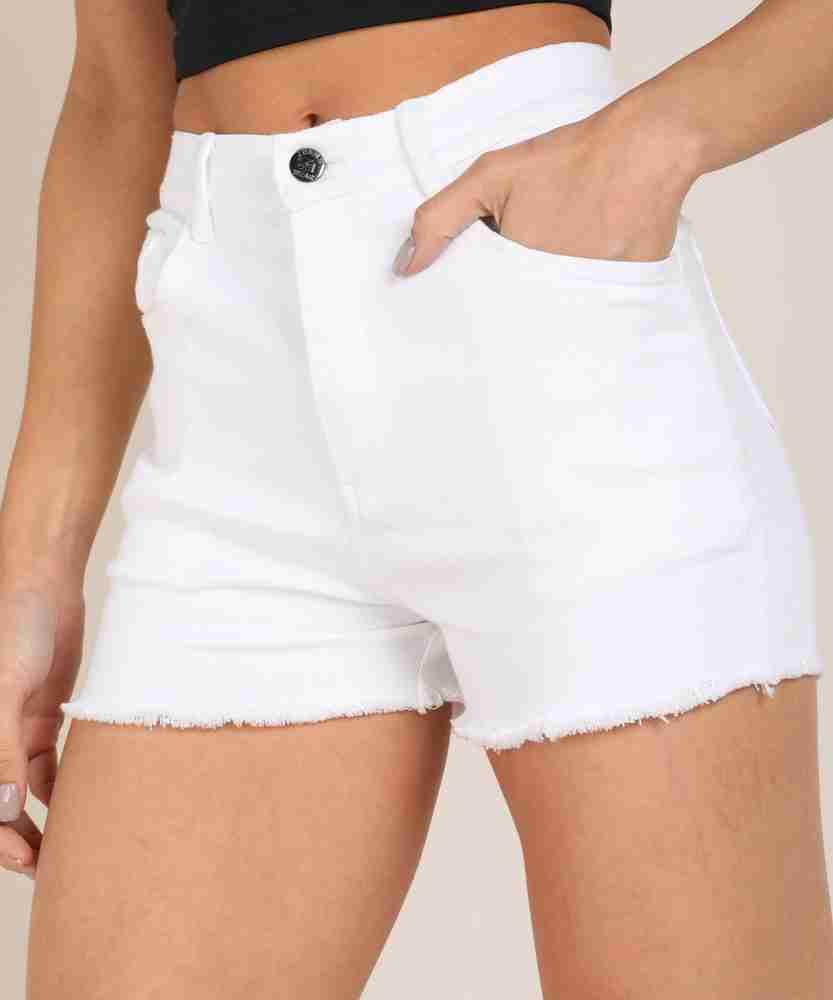 Ladies white denim shorts 2025