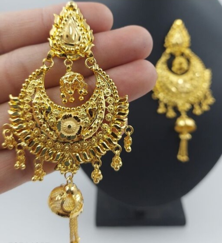 Gold earrings deals bijli design