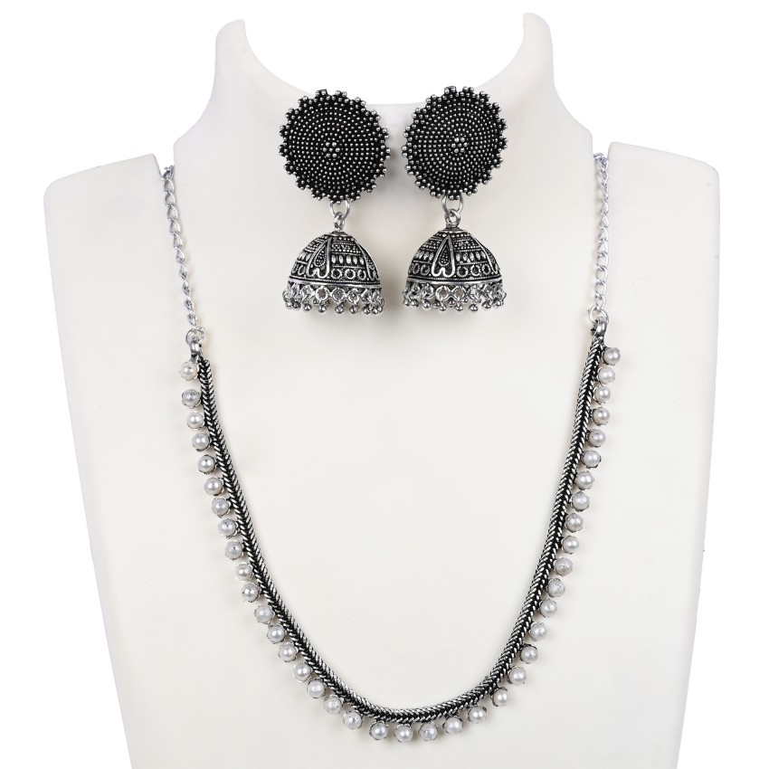 Black metal online necklace set flipkart