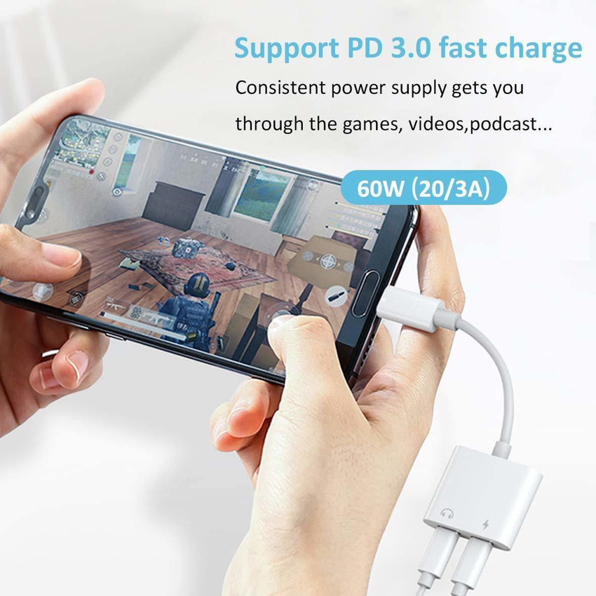 IMMUTABLE Multicolor Dual USB C Audio and Charger Adapter Fit for