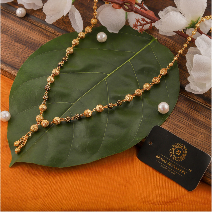 brado jewellery One Gram Gold Plated Combo of 2 Mangalsutra Necklace Pendant Tanmaniya Nallapusalu Black Bead And Golden Chain For Woman and Girls Brass Mangalsutra Price in India Buy brado jewellery