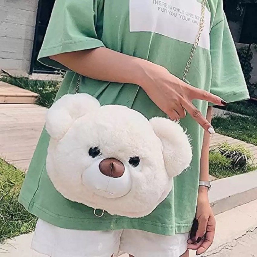 BATCAT White Sling Bag Cute Teddy Bear Sling Bag for Girls