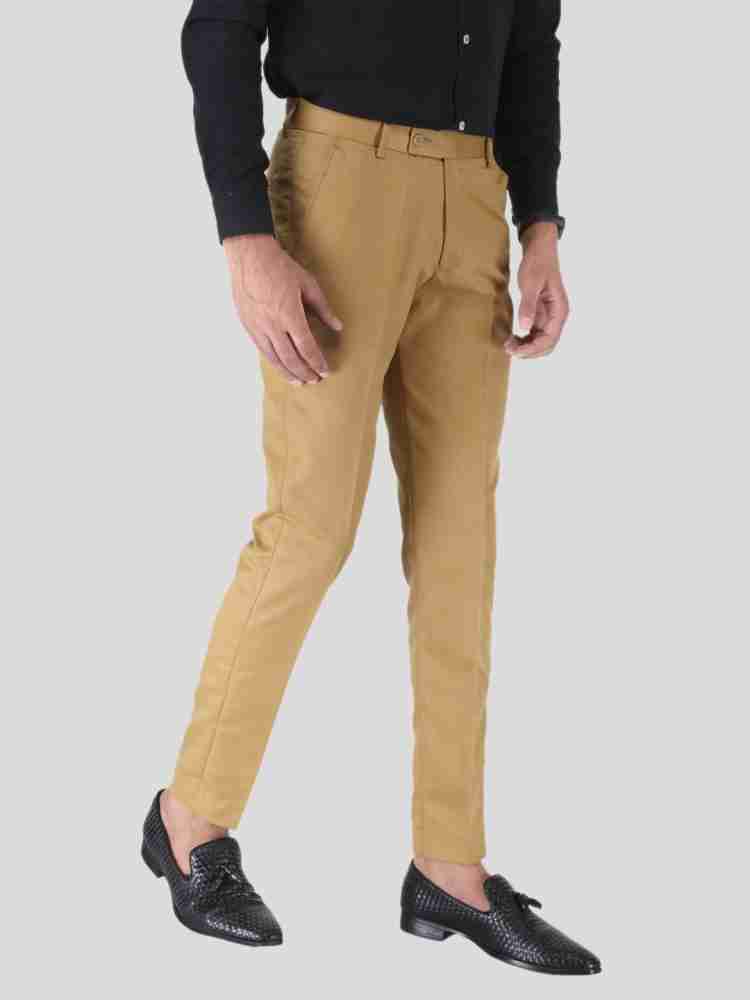 SREY Slim Fit Men Khaki Trousers - Buy SREY Slim Fit Men Khaki Trousers  Online at Best Prices in India