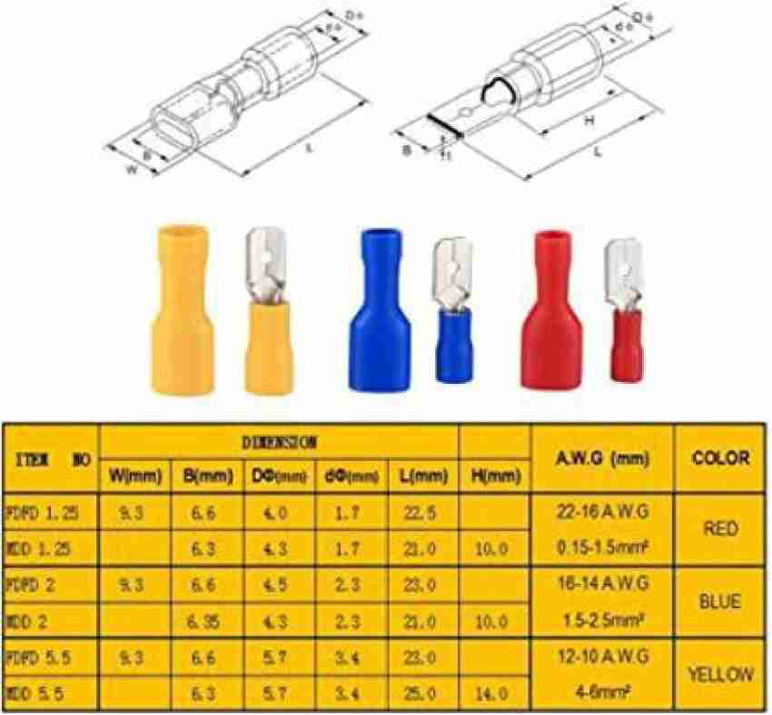SK Electronics 25 Pcs Insulated Fork U-Type Wire Connector Fit Wire Size:  1.5mm² (22-16AWG) Electrical Cable Crimp Terminals Battery Cable Ends, Wire  Connector Price in India - Buy SK Electronics 25 Pcs
