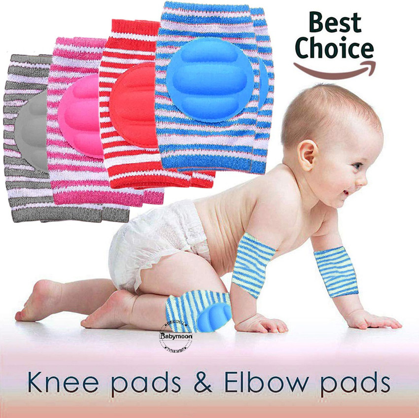 BABYMOON Baby Padded Knee Pads for Crawling Anti Slip Stretchable