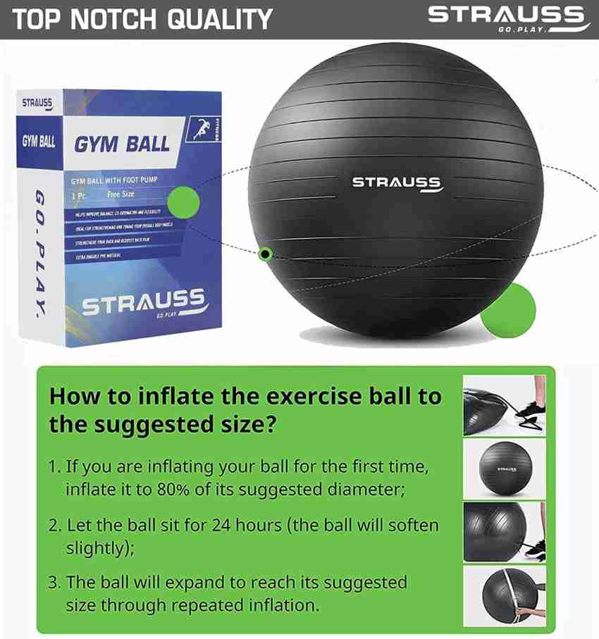 Strauss Anti Burst Gym Ball, Exercise Ball, Yoga Ball, Workout Ball , 85  Cm (Black) Gym Ball Price in India - Buy Strauss Anti Burst Gym Ball