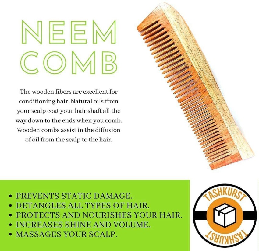 Tashkurst Neem Wooden Comb, Hair Comb Set Combo For Women & Men, Kachi  Neem Wood Comb Kangi Hair Comb Set For Women, Wooden Comb For Women Hair  Growth