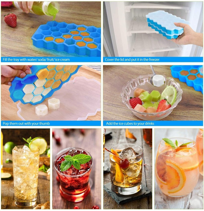 Ice Cube Trays for Freezer with Lid-37 Grid Silicone for Small Ice