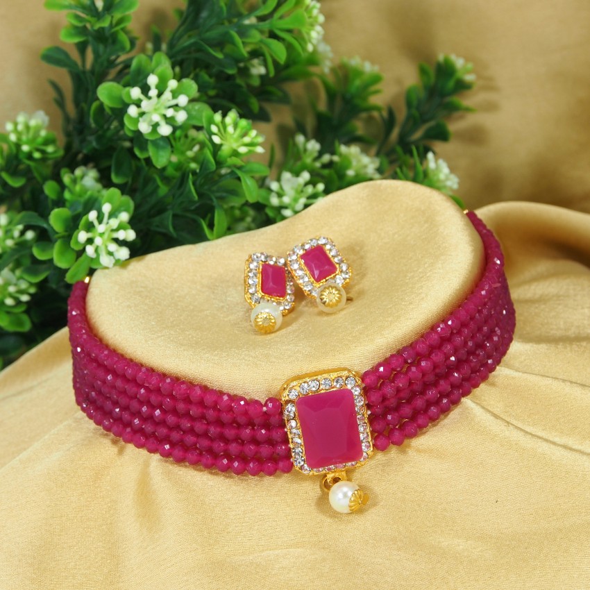 Pink jewellery online set flipkart