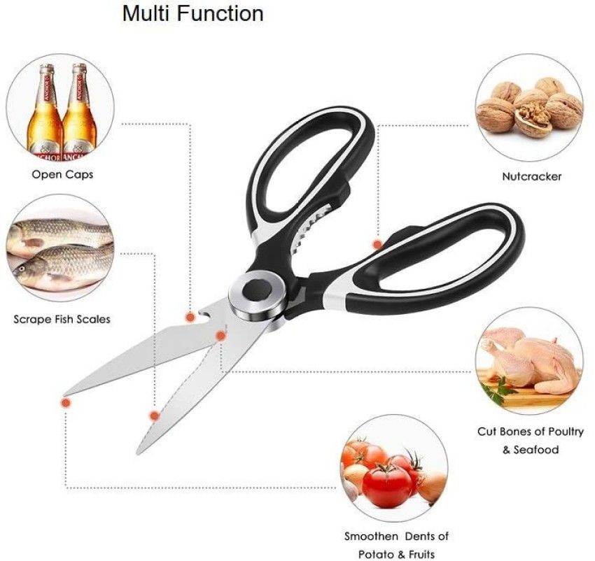 1PC Kitchen Scissors Stainless Steel Food Shears for Meat Vegetables Herb  Chicken Scissors Multifunctional Kitchen Tool