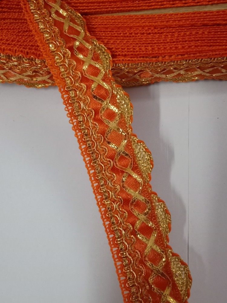 AKSHAR Roll of Orange Golden Strip Ribbon Lace (9 Meters) (2.5 cm Width)  Lace Reel Price in India - Buy AKSHAR Roll of Orange Golden Strip Ribbon  Lace (9 Meters) (2.5 cm
