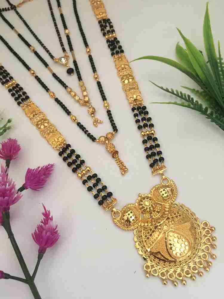 PJY 30 inch Laxmi Coin Real Gold Look Chain Pendant Necklace