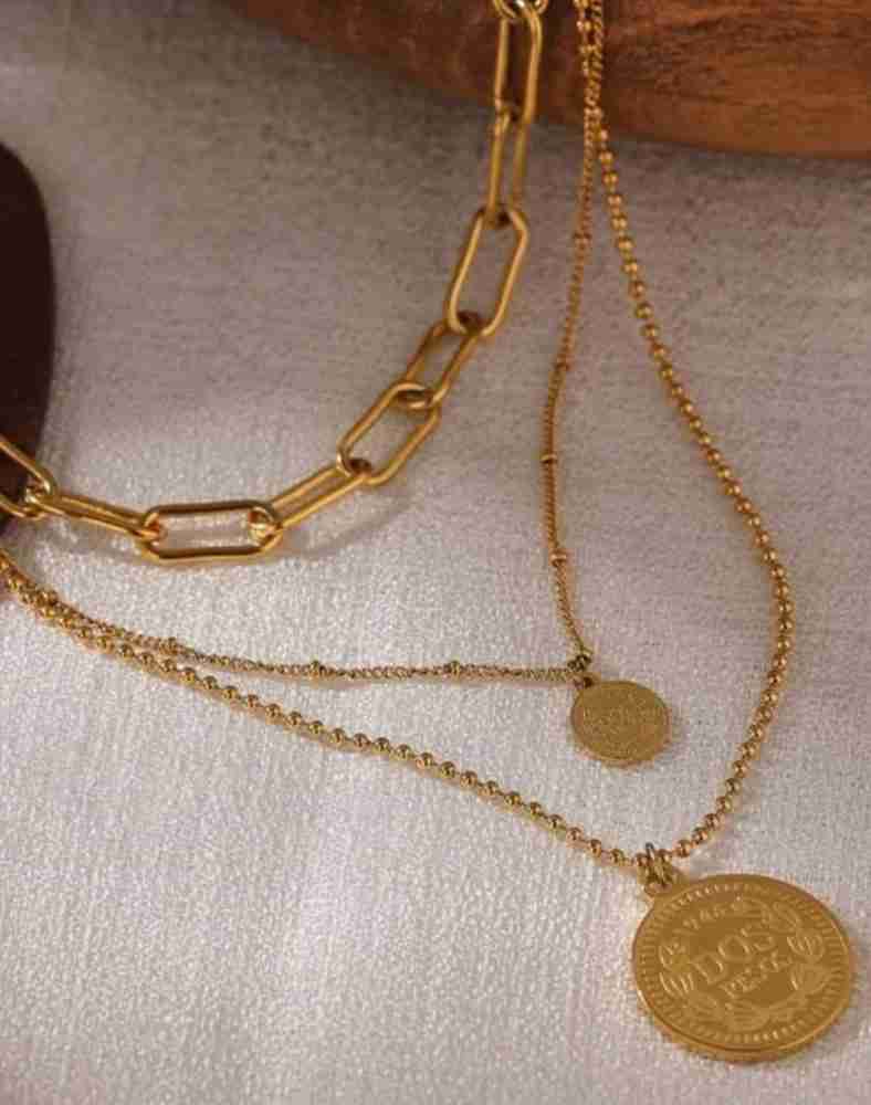 Double chain discount coin necklace