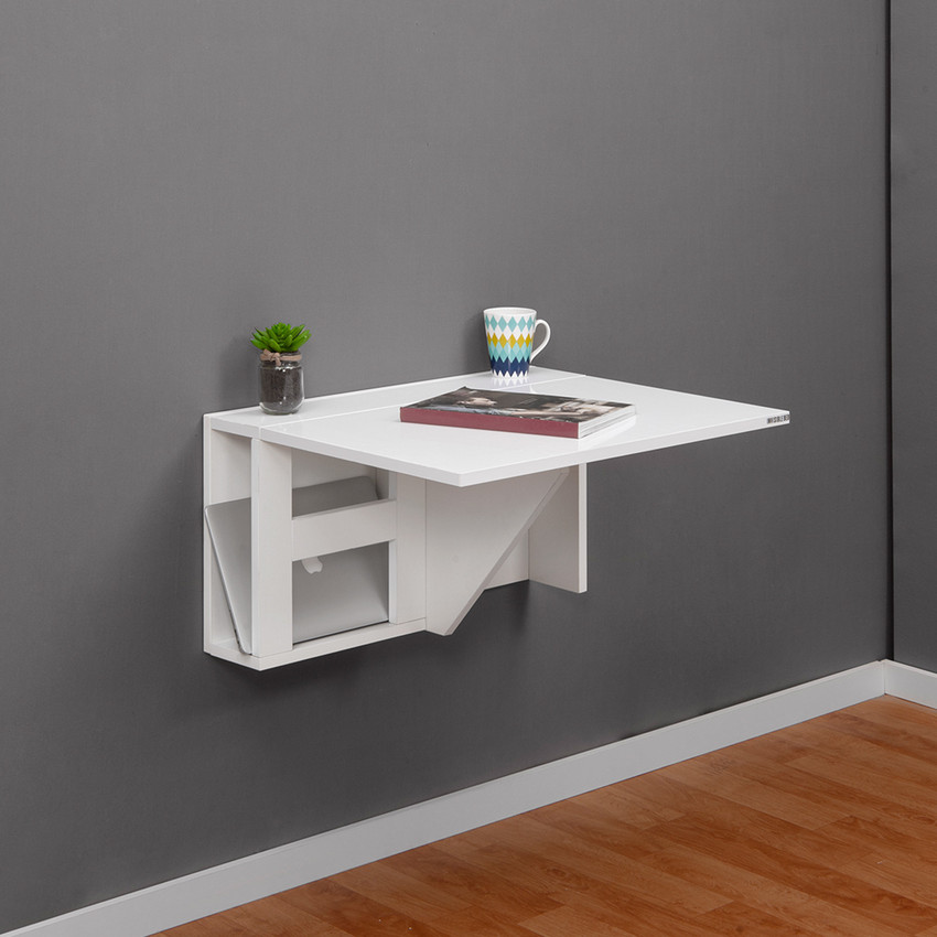 Invisible Bed Folding Table with Shelf and Storage Engineered Wood Study Table