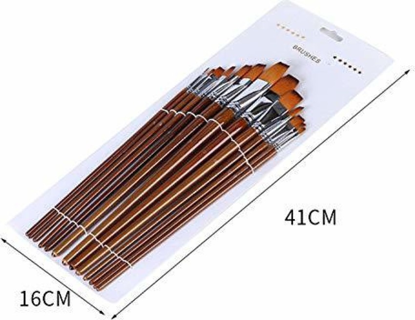 BRIZEM Artist Paint Brush Set Flat Head Long nger