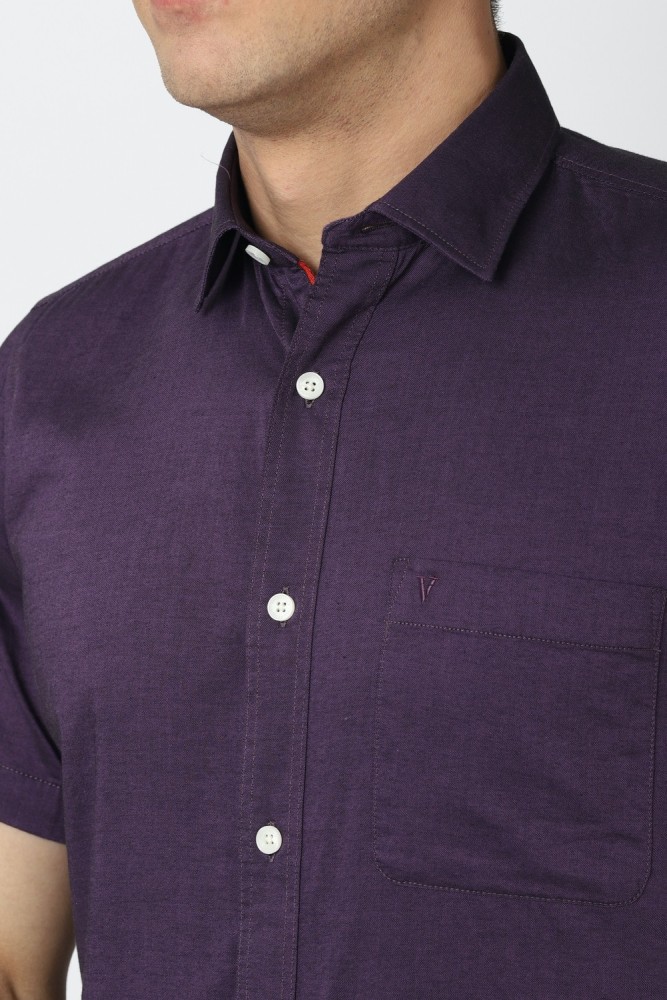 VAN HEUSEN Men Self Design Casual Purple Shirt - Buy VAN HEUSEN
